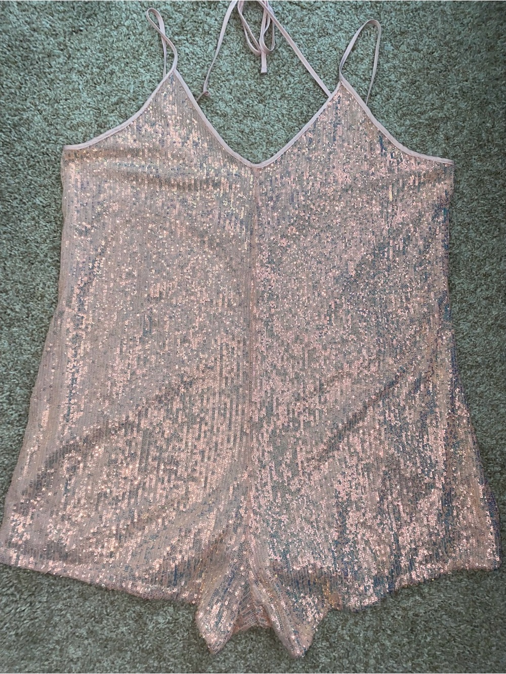 VS Sparkle Pink Sequin Cami Romper